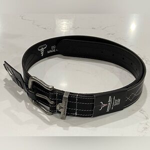 American Bison Black 100% Genuine Leather Stitched Western Belt Men’s Sz 40 NWT
